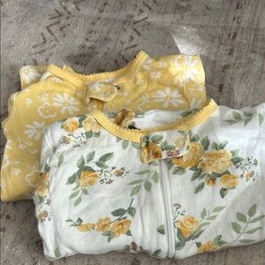 Gerber Yellow and Green Floral Baby Onesies